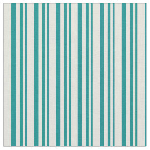 Dark Cyan and Beige Coloured Stripes Pattern Fabric