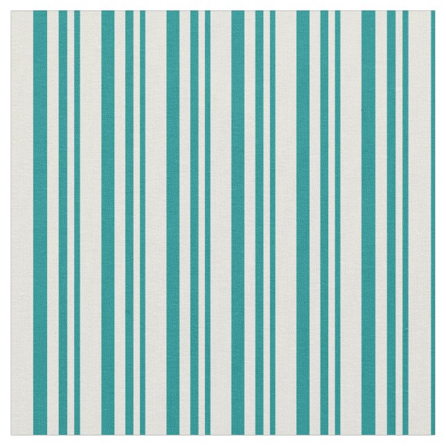 Dark Cyan and Beige Coloured Stripes Pattern Fabric (Close Up)