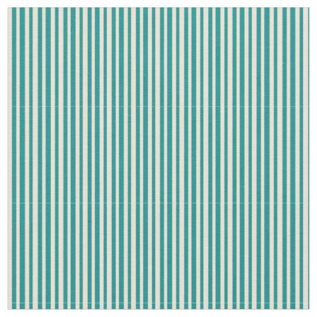 Dark Cyan and Bisque Coloured Lines Fabric (Close Up)