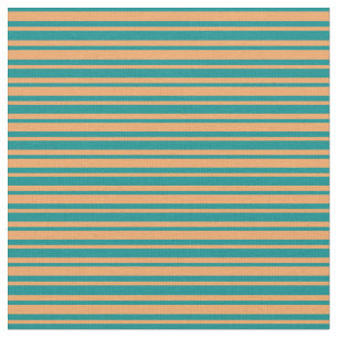Dark Cyan and Brown Coloured Striped Pattern Fabric