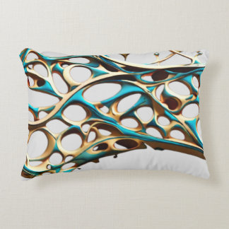 Dark Cyan and Gold Arabesque Pillow 