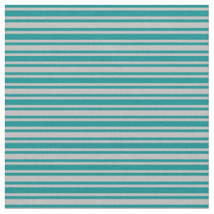 Dark Cyan and Grey Coloured Stripes/Lines Pattern Fabric