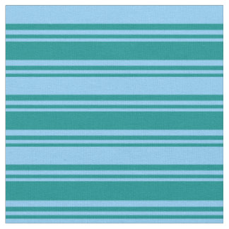Dark Cyan and Light Sky Blue Pattern of Stripes Fabric