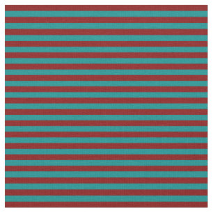 Dark Cyan and Maroon Coloured Lined Pattern Fabric