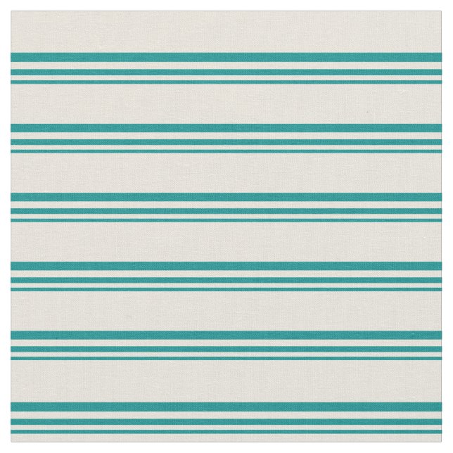 Dark Cyan & Beige Coloured Lined Pattern Fabric (Close Up)