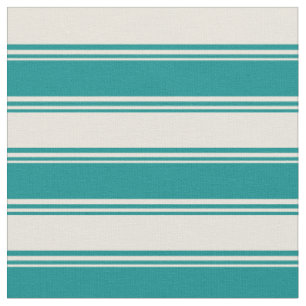 Dark Cyan & Beige Coloured Lined Pattern Fabric