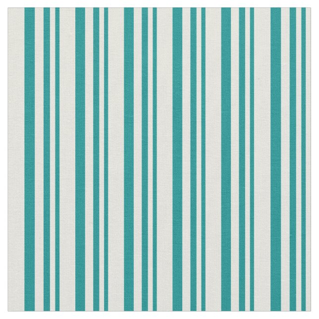 Dark Cyan & Beige Coloured Pattern of Stripes Fabric (Close Up)
