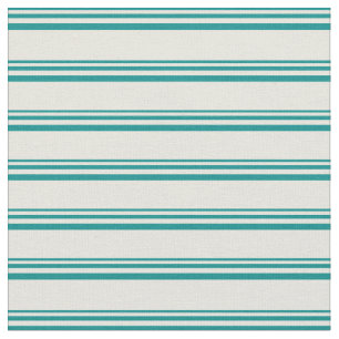 Dark Cyan & Beige Coloured Stripes Pattern Fabric