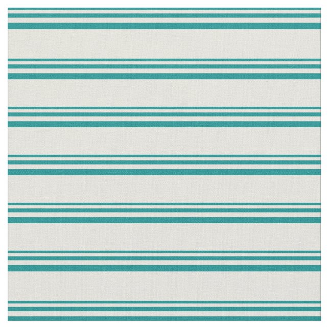 Dark Cyan & Beige Coloured Stripes Pattern Fabric (Close Up)