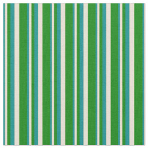 Dark Cyan, Bisque, and Green Stripes Pattern Fabric