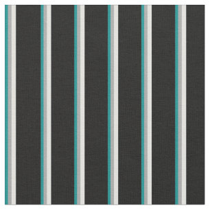 Dark Cyan, Dark Grey, Light Cyan & Black Lines Fabric