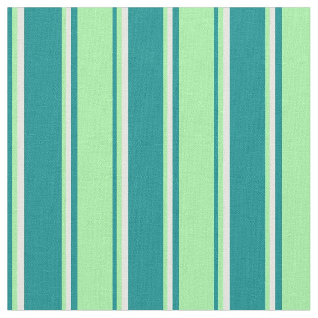 Dark Cyan, Green, and White Coloured Pattern Fabric (Close Up)