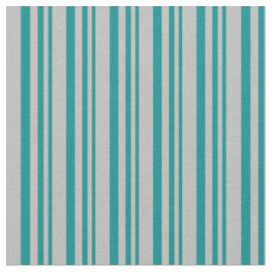 Dark Cyan & Grey Coloured Stripes/Lines Pattern Fabric