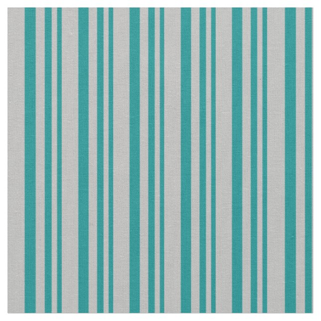 Dark Cyan & Grey Coloured Stripes/Lines Pattern Fabric (Close Up)