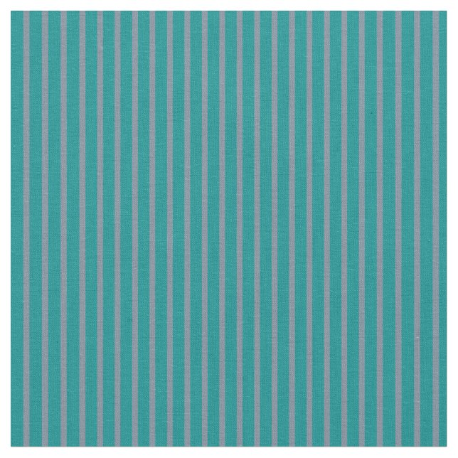 Dark Cyan & Light Slate Grey Coloured Stripes Fabric (Close Up)
