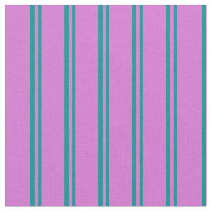 Dark Cyan & Orchid Coloured Stripes Pattern Fabric