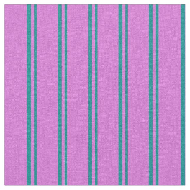 Dark Cyan & Orchid Coloured Stripes Pattern Fabric (Close Up)