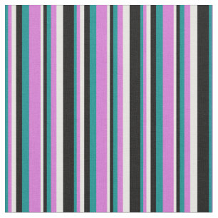 Dark Cyan, Orchid, White, and Black Coloured Lines Fabric