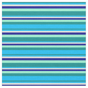 Dark Cyan, Sky Blue, Beige, Dark Blue & Aquamarine Fabric