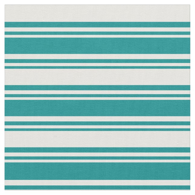 Dark Cyan & White Coloured Stripes Pattern Fabric (Close Up)