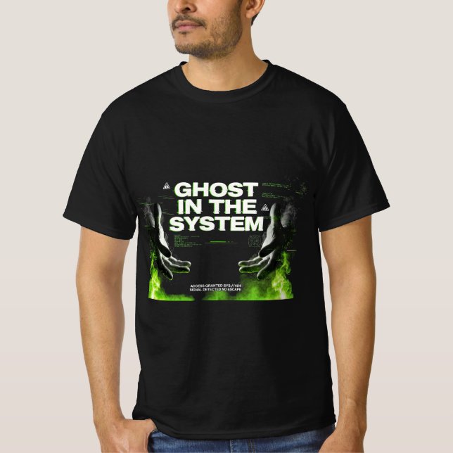 Dark Cyberpunk Glitch Hacker Graphic Tee (Front)