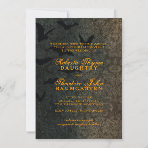 Dark Damask Halloween Wedding Invitation