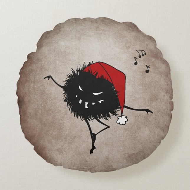 Dark Dancing Evil Christmas Bug Round Cushion (Front)