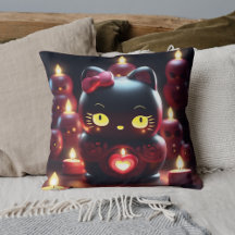 Dark Dark Kitty black romantic candle cushion