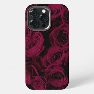 Dark deep red magenta burgundy roses  iPhone 13 pro case