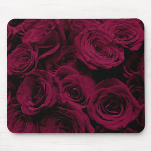 Dark deep red magenta burgundy roses mouse pad