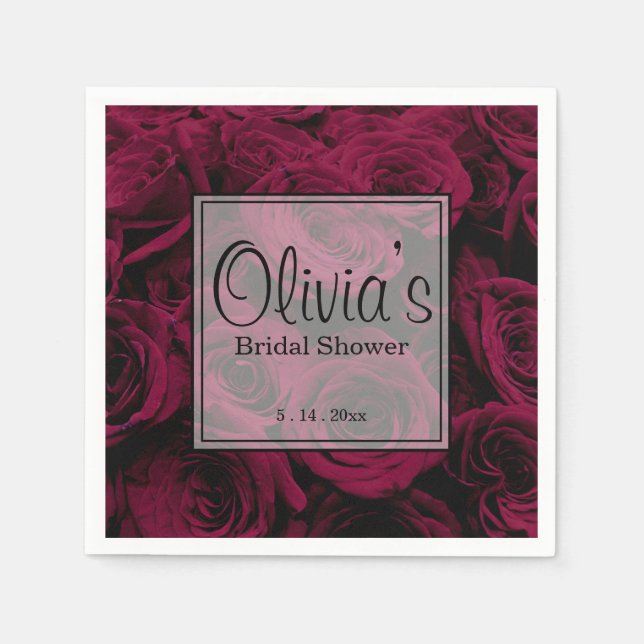 Dark deep red magenta burgundy roses  napkin (Front)
