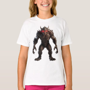 Dark Demon Monster with Glowing Red Eyes Fantasy C T-Shirt
