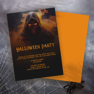 Dark demon with orange smoke Halloween Invitation
