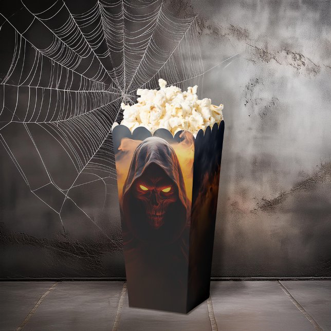 Dark demon with orange smoke halloween popcorn box (Creator Uploaded)