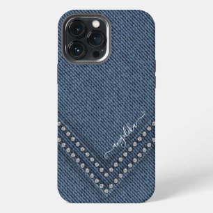 Dark Denim with V-Shape Rhinestones iPhone 13 Pro Max Case
