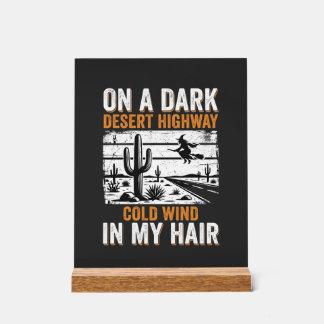 Dark Desert Highway Cactus Sunset Design_1 Acrylic Sign