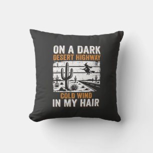 Dark Desert Highway Cactus Sunset Design_1 Cushion