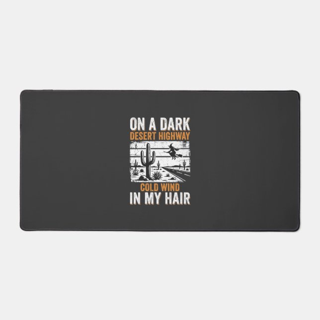 Dark Desert Highway Cactus Sunset Design_1 Desk Mat (Front)