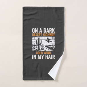 Dark Desert Highway Cactus Sunset Design_1 Hand Towel