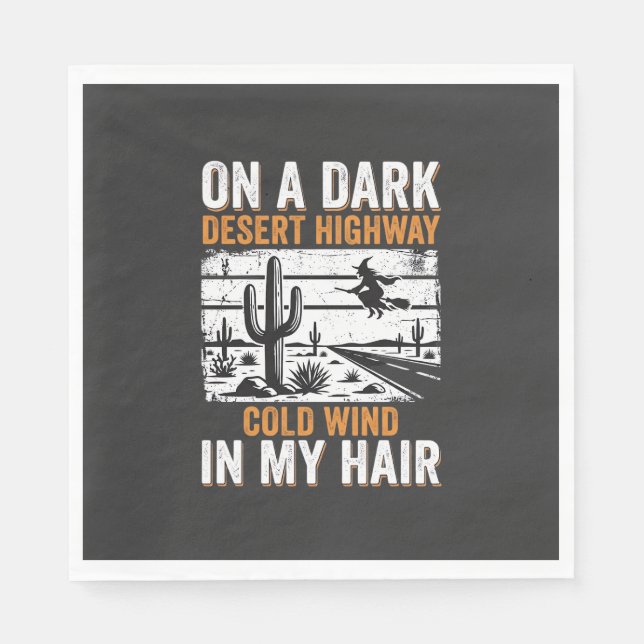 Dark Desert Highway Cactus Sunset Design_1 Napkin (Front)