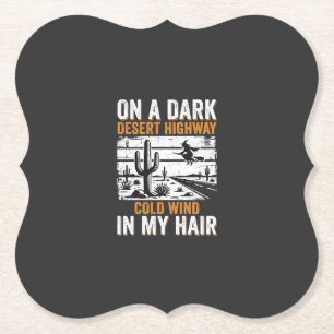 Dark Desert Highway Cactus Sunset Design_1 Paper Coaster