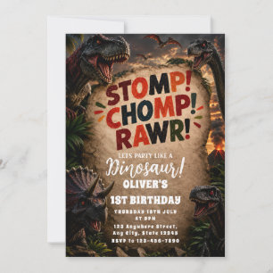 Dark Dinosaur Jungle Party Invite