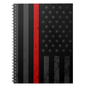Dark Distressed Fire Fighter Flag Notebook
