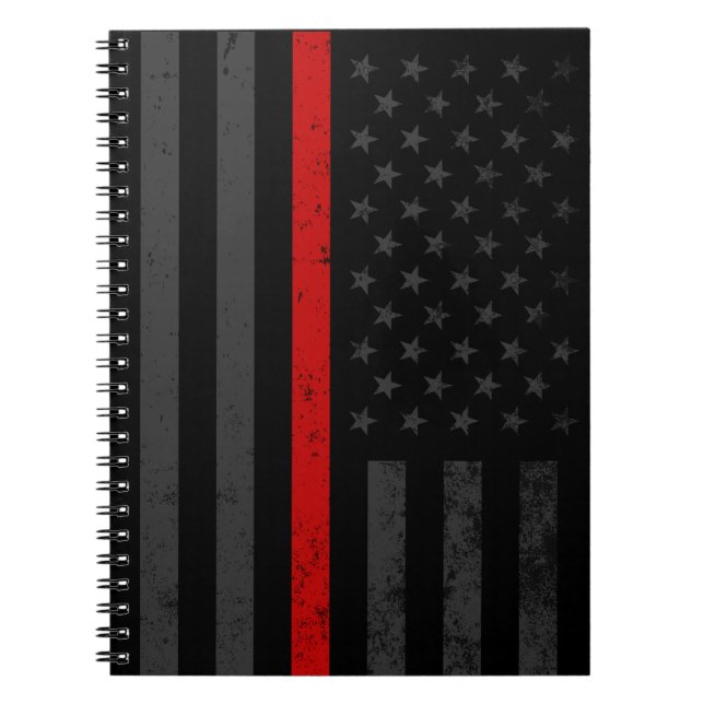 Dark Distressed Fire Fighter Flag Spiral Notebook (Front)
