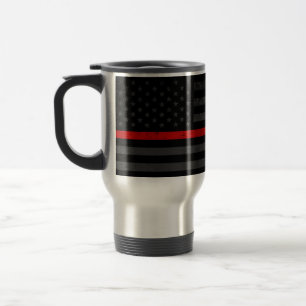 Dark Distressed Fire Fighter Flag Travel Mug
