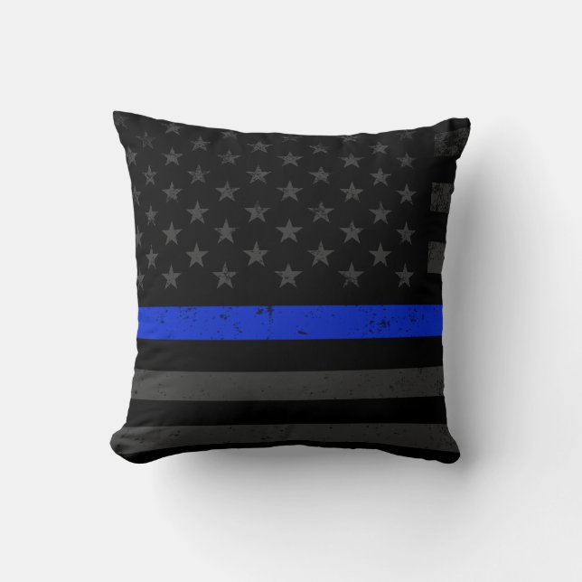 Dark Distressed Police Style American Flag Cushion (Front)