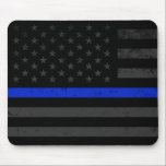 Dark Distressed Police Style American Flag Mouse Pad<br><div class="desc">A unique dark distressed police flag.</div>