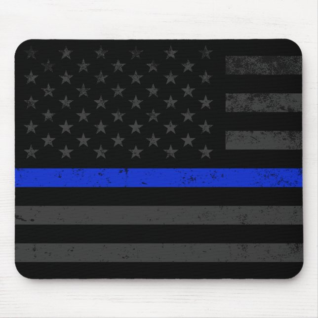 Dark Distressed Police Style American Flag Mouse Pad (Front)