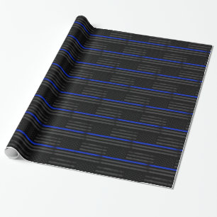 Dark Distressed Police Style American Flag Wrapping Paper