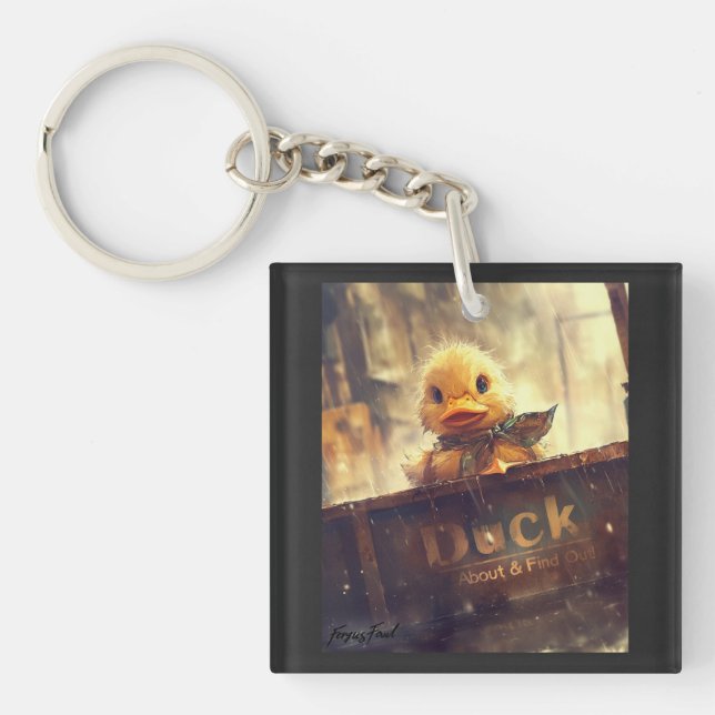 Dark Duck About & Find Out Keychain (Front)